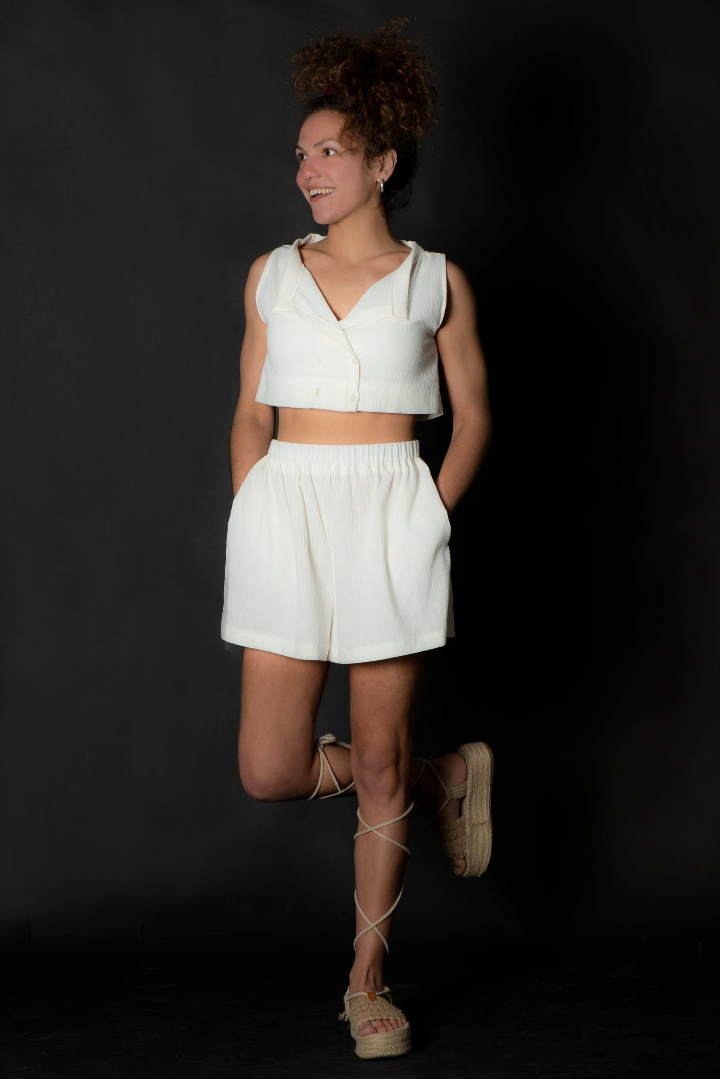 The Crop Top & Shorts Set - White