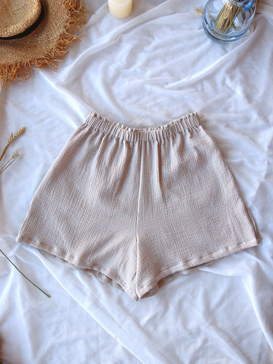 Sandy Beige Organic Cotton Summer Shorts