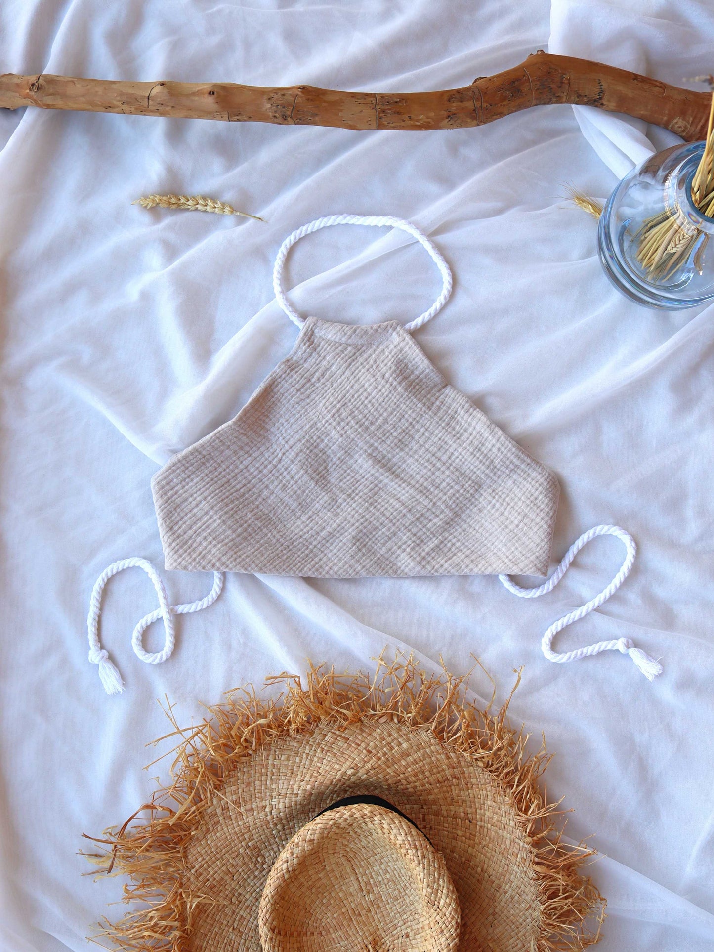 Sandy Beige Organic Cotton Summer Shorts and Top Set